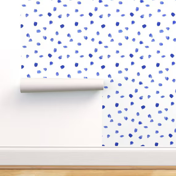 Dots Wallpaper  Saturated Blue Watercolor Dots By | Etsy | Etsy (US)