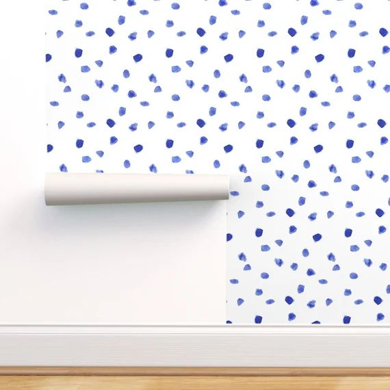Dots Wallpaper  Saturated Blue Watercolor Dots By | Etsy | Etsy (US)