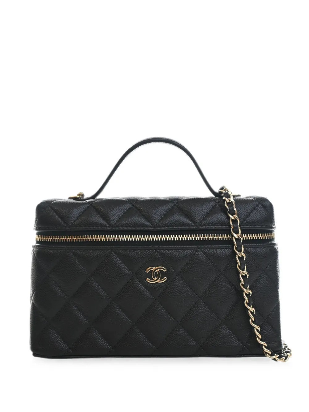 CHANEL Pre-Owned 2021-2026 Mini CC Quilted Caviar Slim Vanity Case with Chain satchel - Black | Farfetch Global