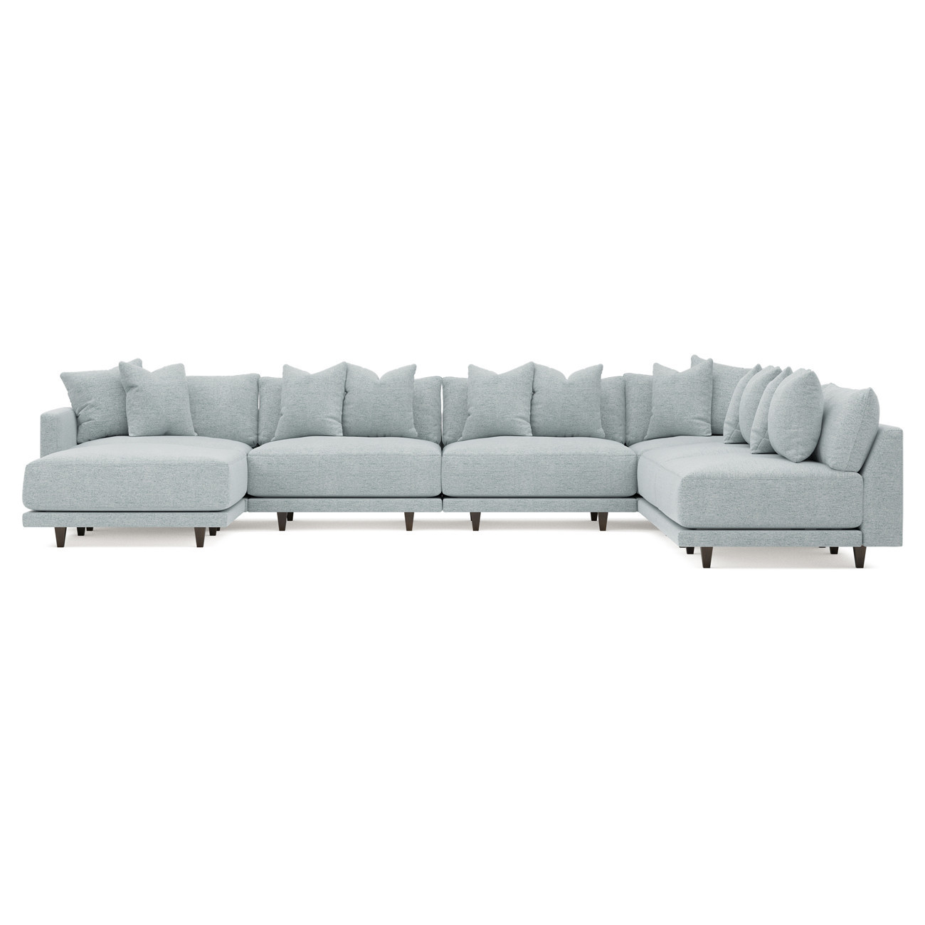 Toulouse Mist Performance Modular 7-Piece Corner Sectional With Ottoman - Left End - 171 | Kathy Kuo Home
