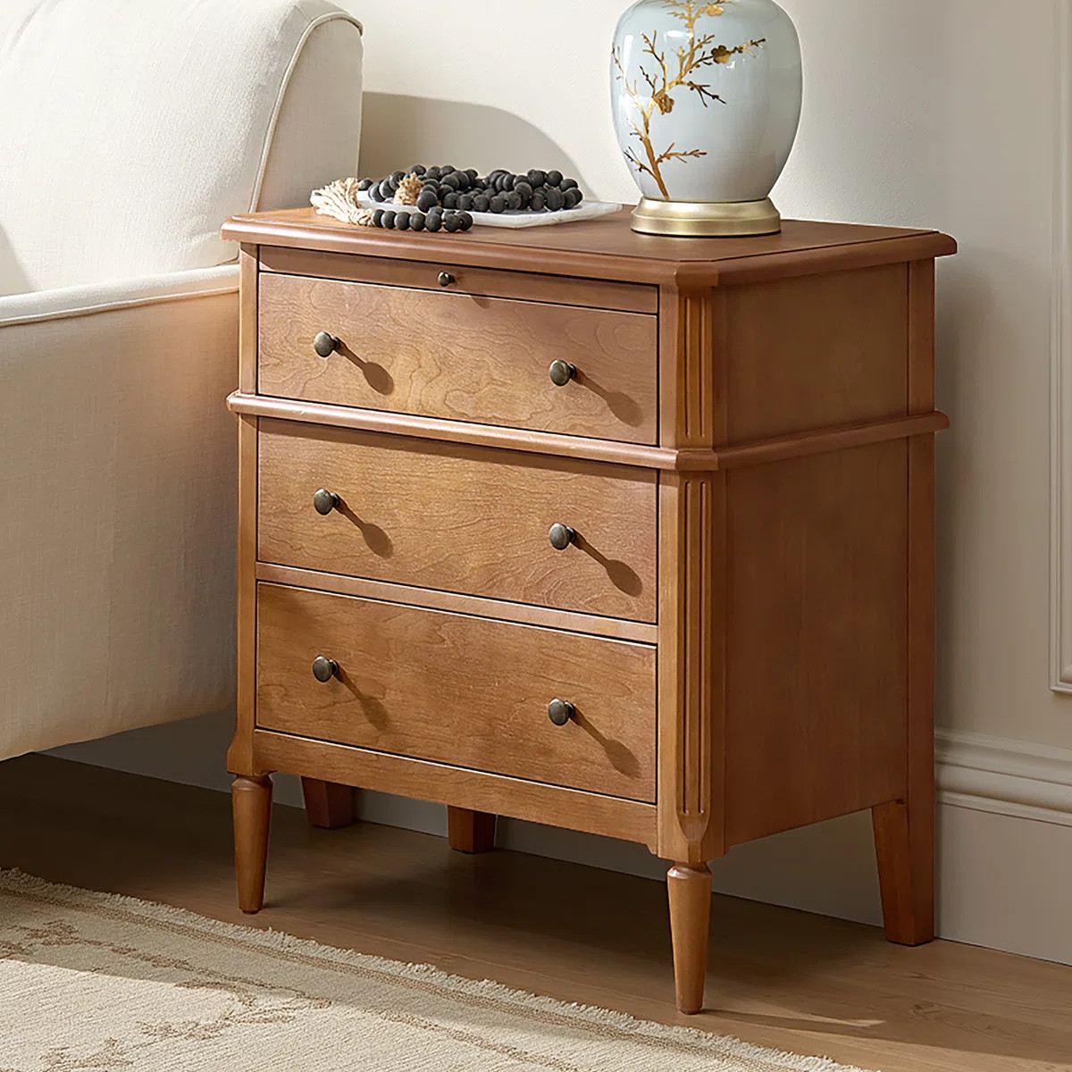 Vandyke Traditional 28"W 3-Drawer End Table with Pull-out Tray and Hidden Drawer and Solid Wood L... | Wayfair North America