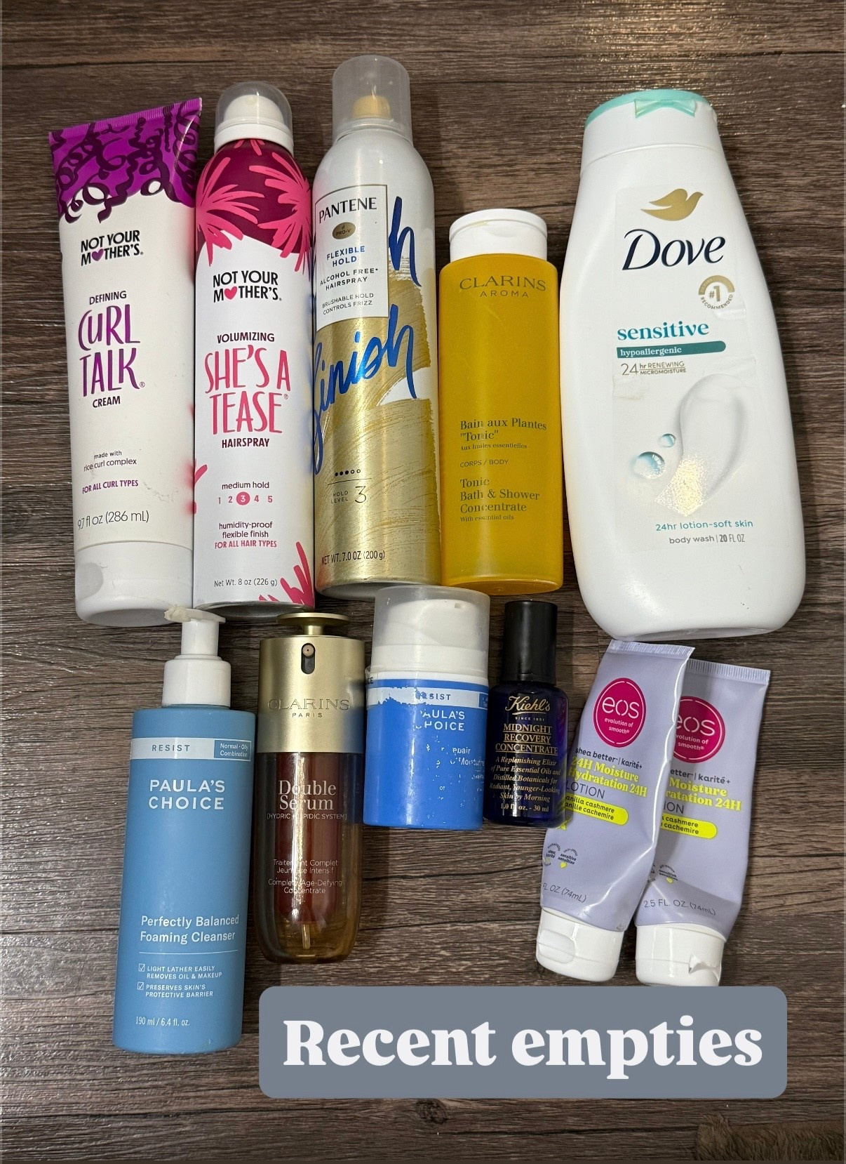 Recent empties, skincare empties, haircare empties, Target beauty finds, Paula’s Choice, Kiehls, Clarins, EOS, Dove, Pantene, Not Your Mother’s, August 2025 empties

#LTKFindsUnder50 #LTKSaleAlert #LTKBeauty