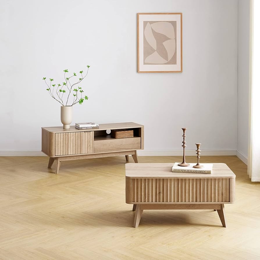 mopio Brooklyn Mid-Century Modern Lift Top Coffee Table, Waveform Panel with Hidden Storage, Slee... | Amazon (US)