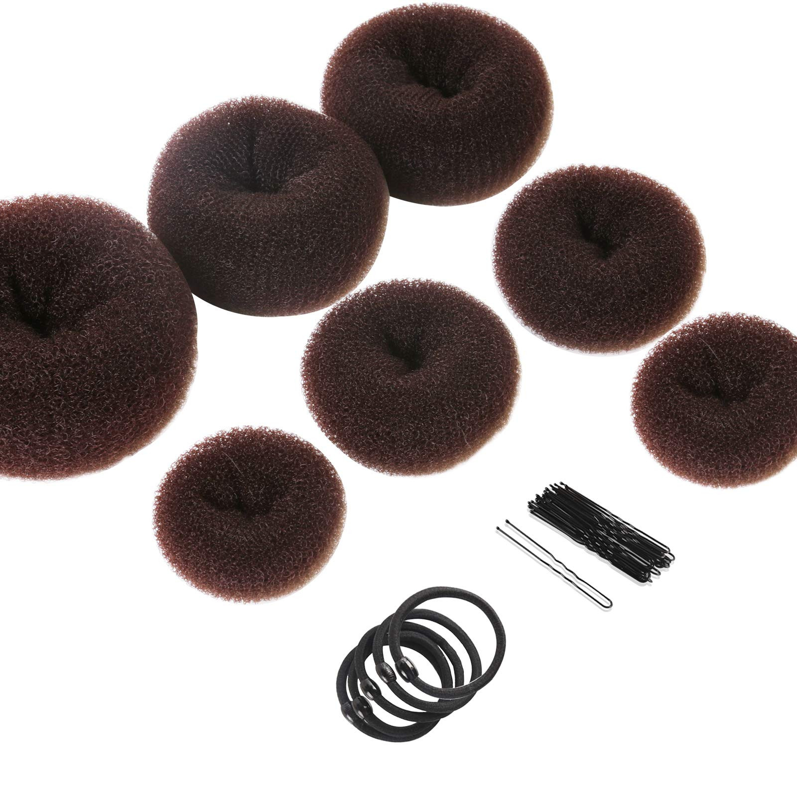 Teenitor Donut Hair Bun Maker Set - 7 Rings (1 Extra-Large, 2 Large, 2 Medium, 2 Small), 5 Elasti... | Amazon (US)
