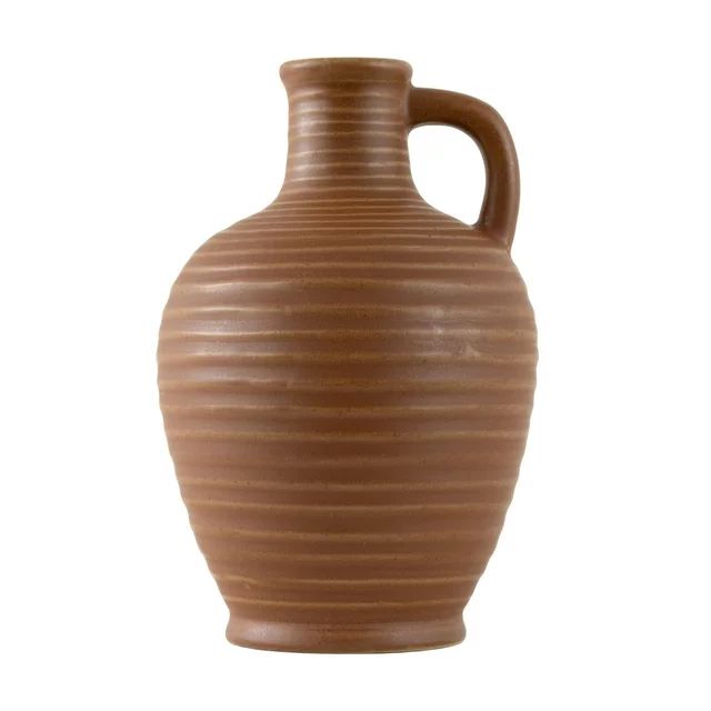 6" Terracotta Ribbed Jug Style Indoor Decorative Tabletop Vase | Walmart (US)