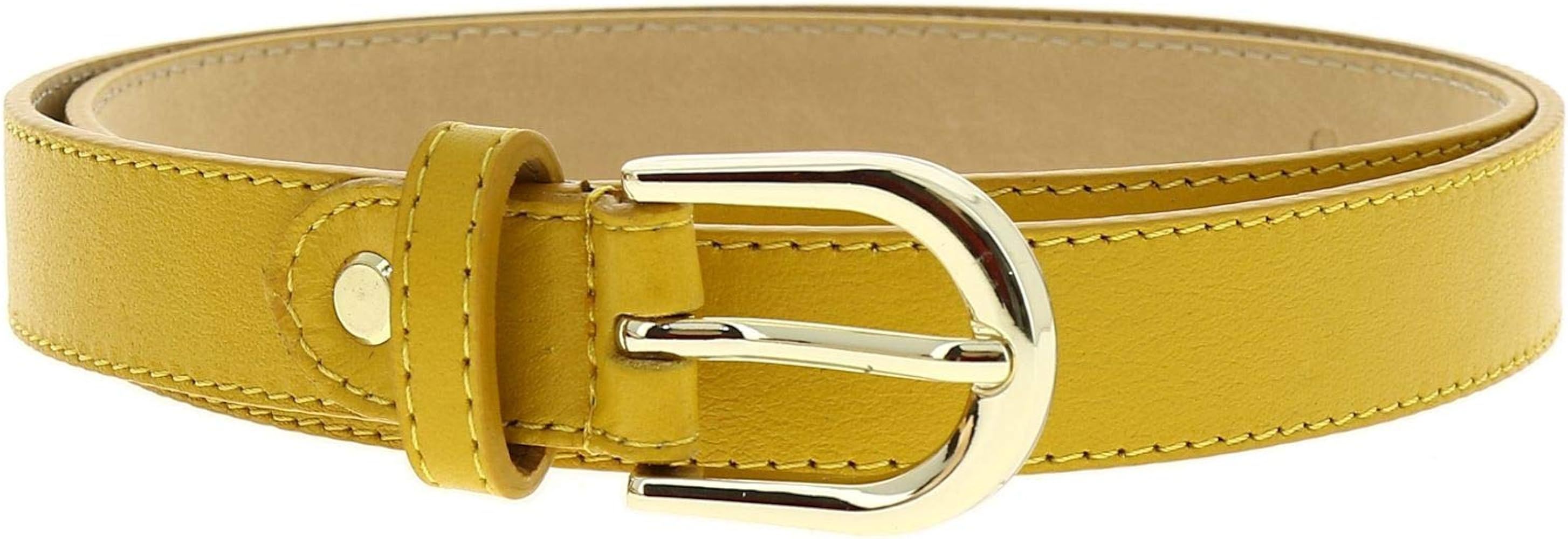 Women genuine Italian leather belt with golden Buckle, HACENA | Amazon (US)