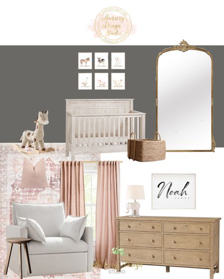 Gray nursery inspiration 

Floor mirror, blush curtains, blush rug, crib 

#LTKHome #LTKKids #LTKBump