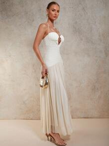 COSMINA Women's Solid Color Ruffle Hem Sexy Halter Dress,Summer Dresses For Women | SHEIN