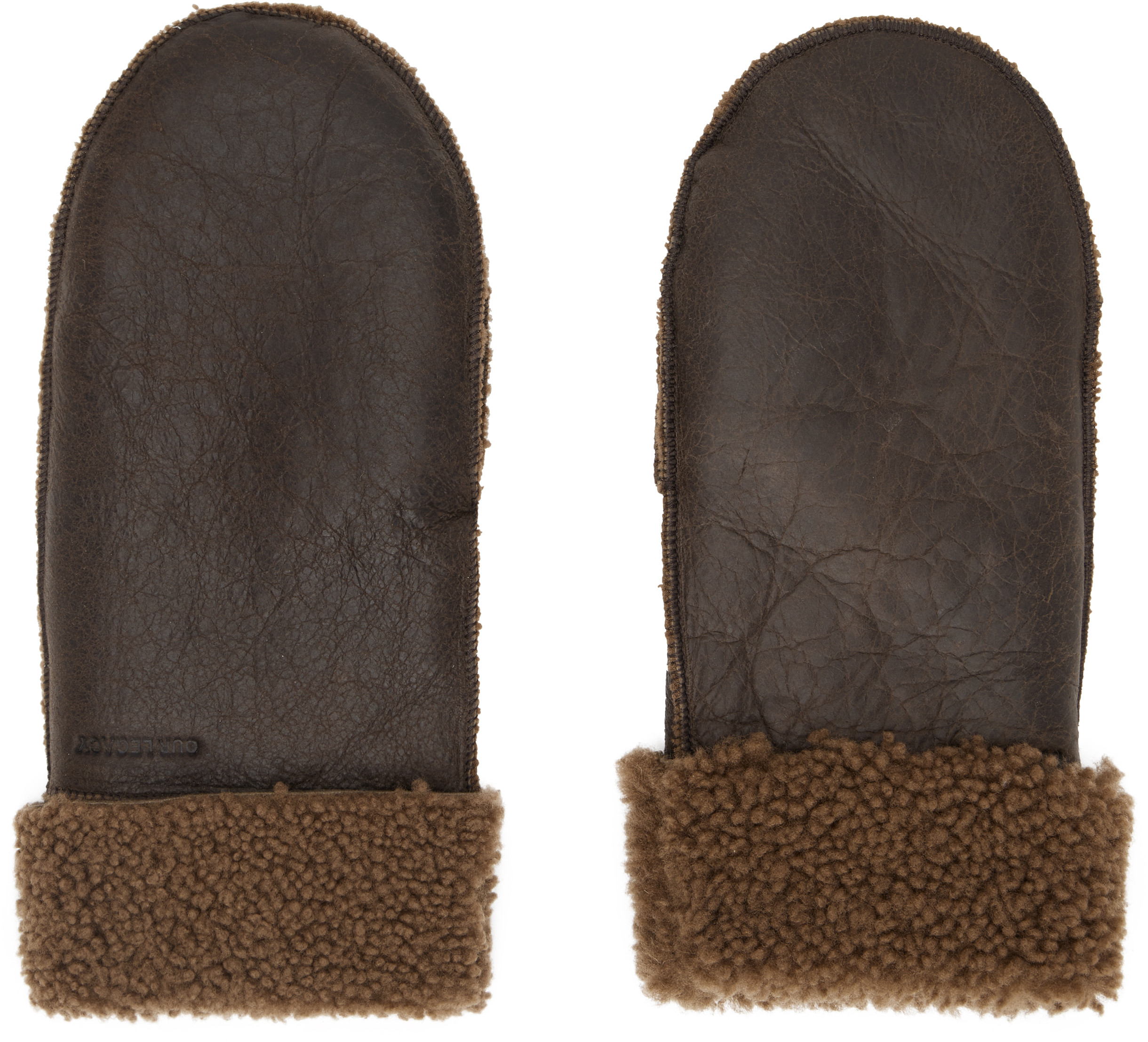 OUR LEGACY Brown Shearling Mittens | SSENSE