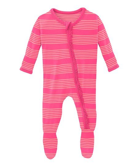 Pink Stripe Zip-Up Footie - Newborn & Infant | Zulily