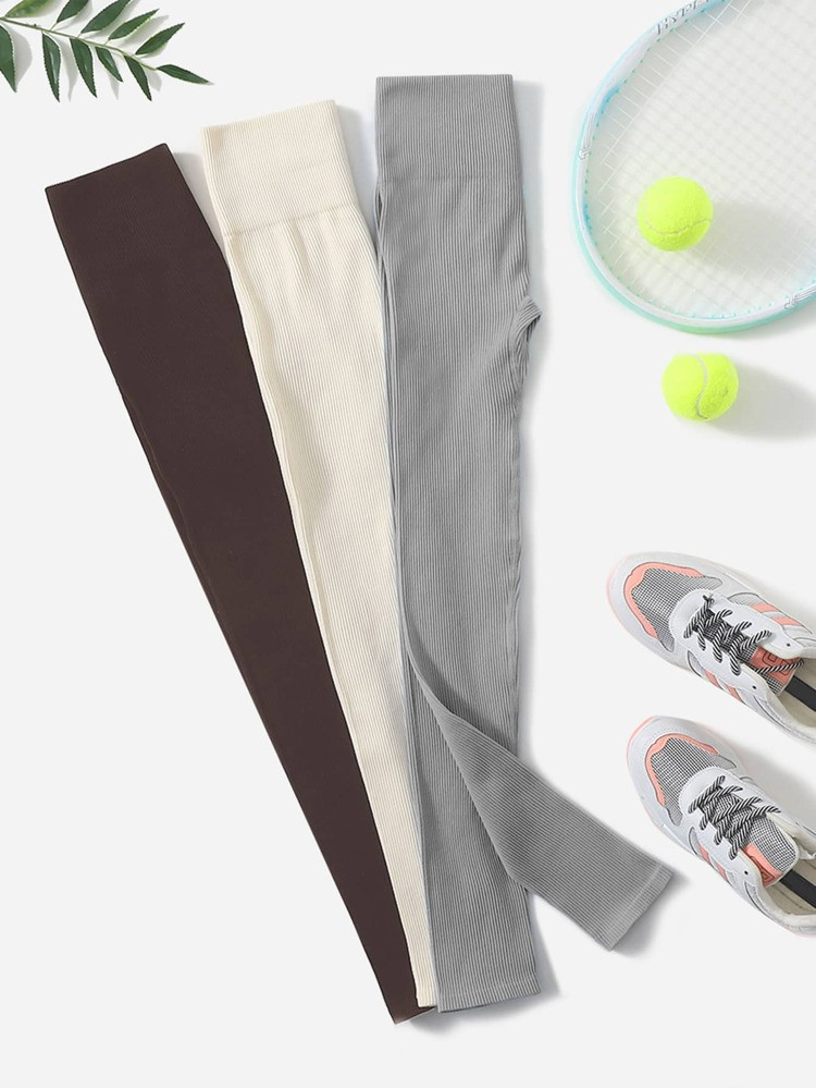 3pcs Wide Waistband Sports Leggings | SHEIN