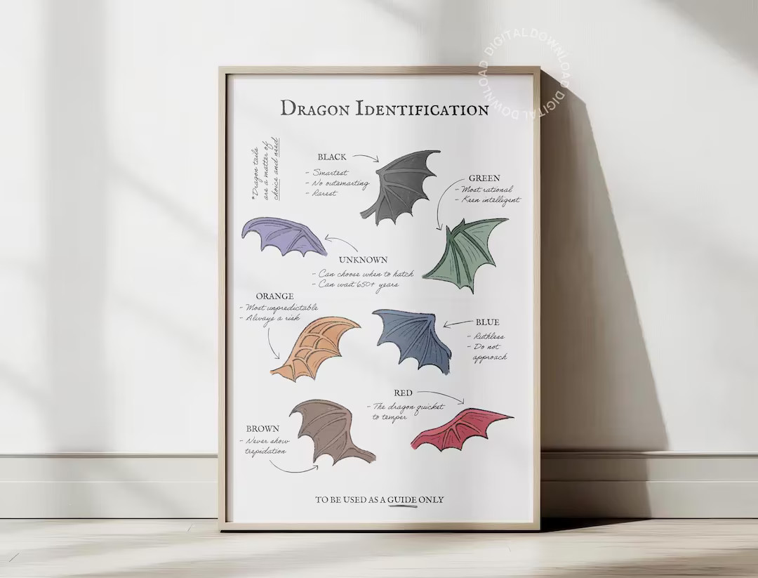 Fourth Wing Dragon Identification Class Notes Poster Minimal - Etsy | Etsy (US)