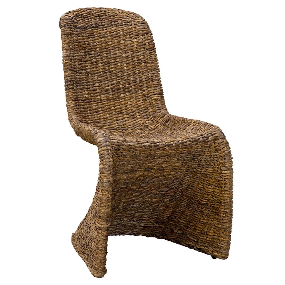 Manarola Coastal Beach Brown Woven Dining Chair | Kathy Kuo Home