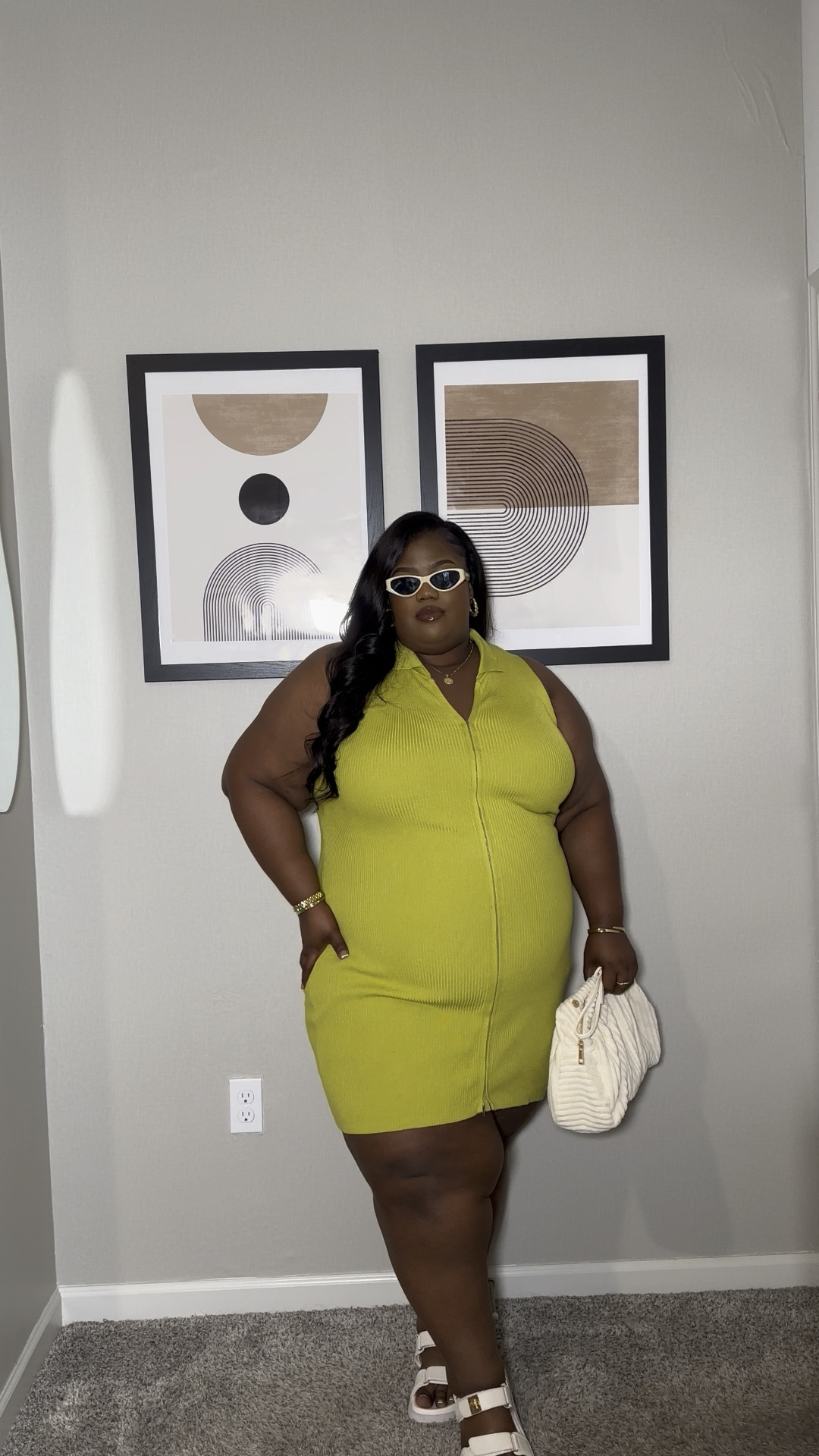 Summer outfit inspo - dress is from Fashion Nova “fool for sweater mini dress" in a 2X