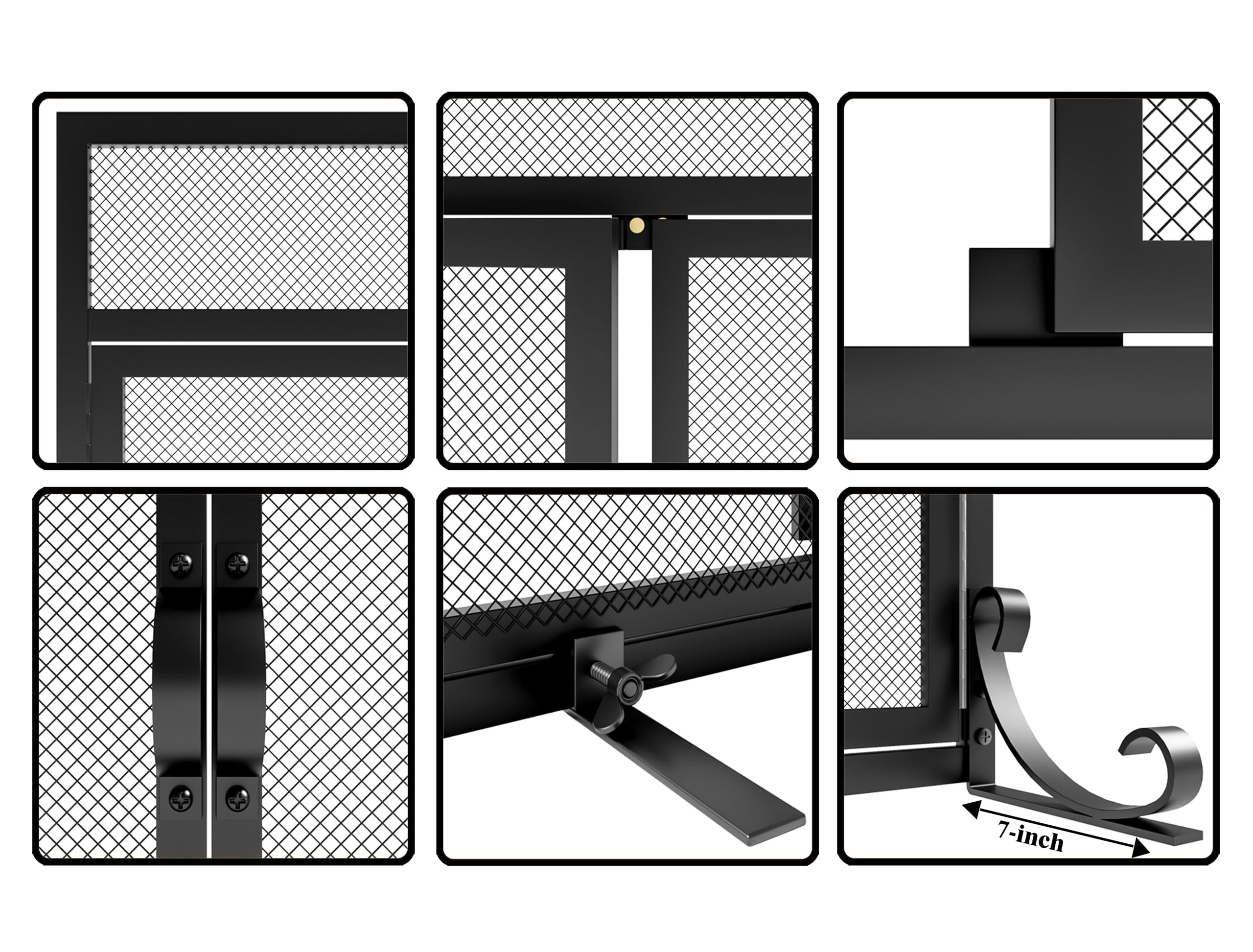 Flat Fireplace Screen with Doors,Solid Wrought Iron Frame with Metal Mesh, Flat Panel Decorative ... | Amazon (US)