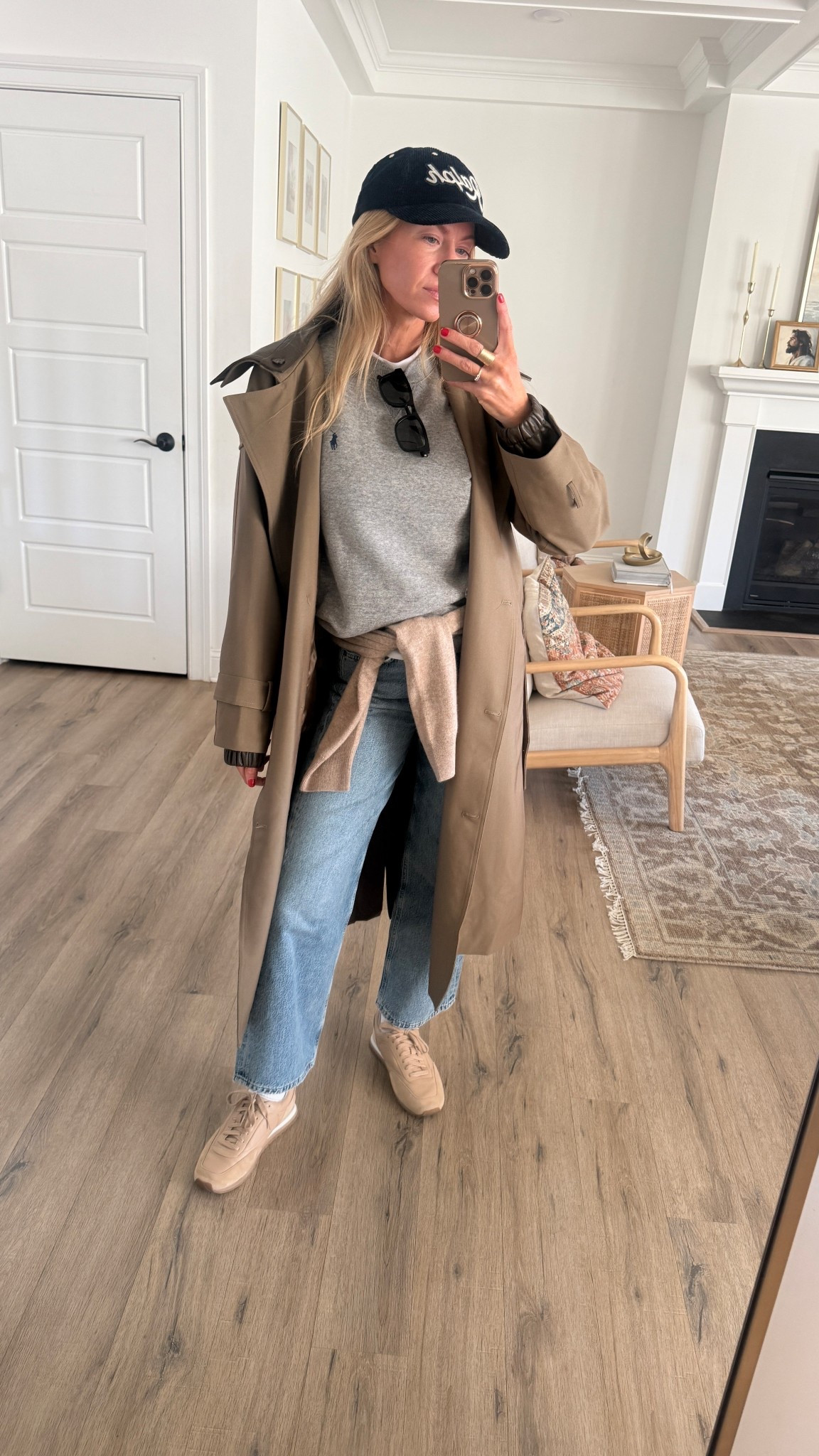 Casual OOTD! Trench coat + denim look. 
Coat: runs TTS, wearing size small. 
Sweater: runs TTS, wearing size small 
Denim: run TTS, wearing size 25
Shoes: run TTS

#LTKSeasonal #LTKdayinmylife #LTKgrwm