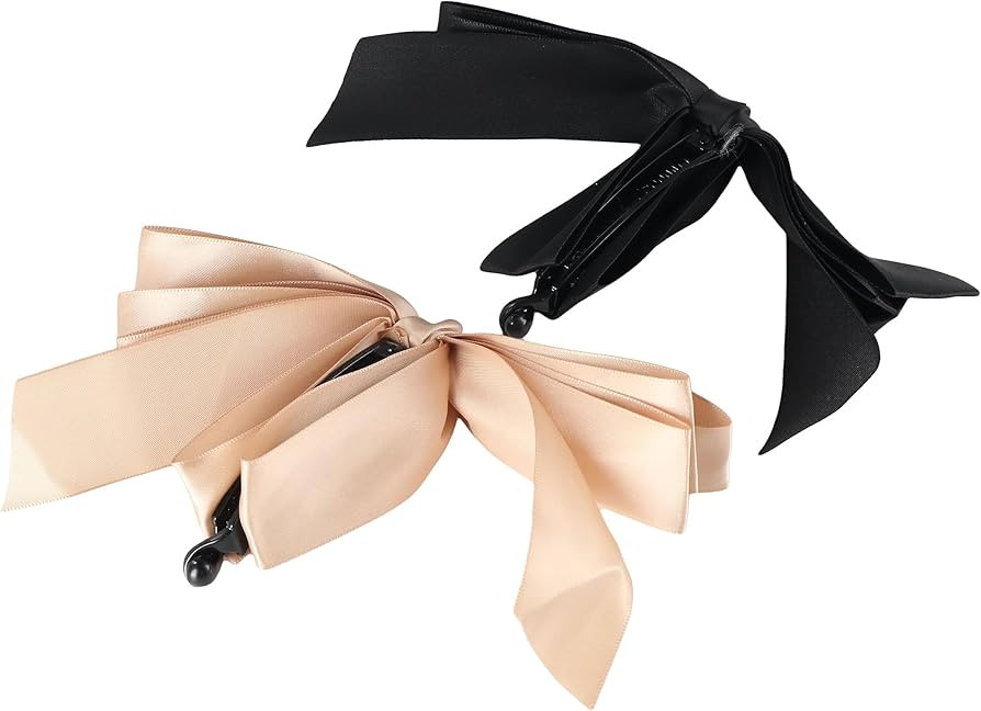 Leadigol Hair Clip Simple Retro Bow Headwear Bowknot High Ponytail Fixed Wome Hair Claw Cloth Rib... | Amazon (US)