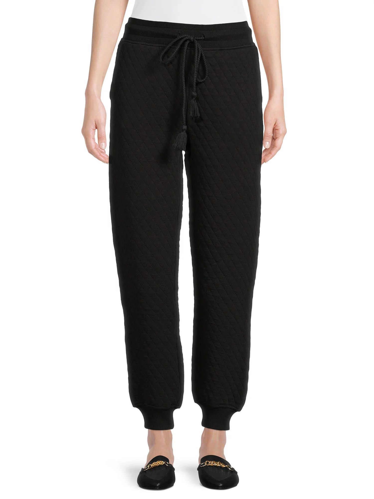 Time and Tru Women's Coordinating Quilted Drawstring Waist Pant - Walmart.com | Walmart (US)