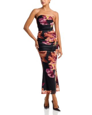 Aqua Placed Floral Mesh Strapless Iris Print Maxi Dress - Exclusive | Bloomingdale's (US)