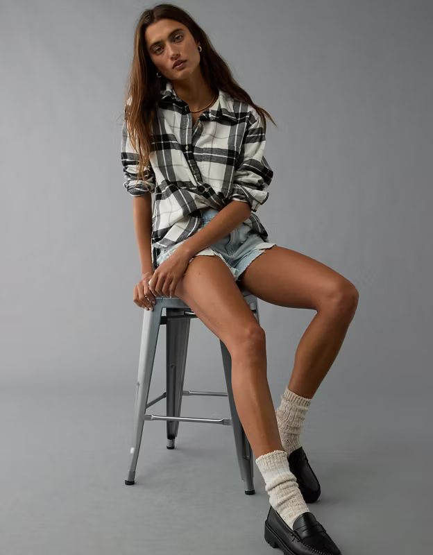 AE Oversized Plaid Button-Up Shirt | American Eagle Outfitters (US & CA)