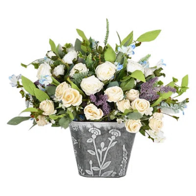 Artificial Rose Berry Floral Arrangement, Faux Flower For Dining Table Centerpieces Home Decor Indoor | Wayfair North America
