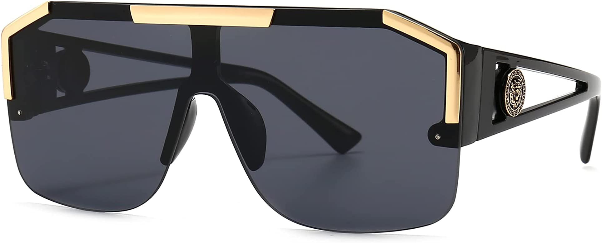 AIEYEZO Square Oversized Sunglasses Flat Top Shield Sun Glasses for Men Women One Lens Square Sha... | Amazon (US)