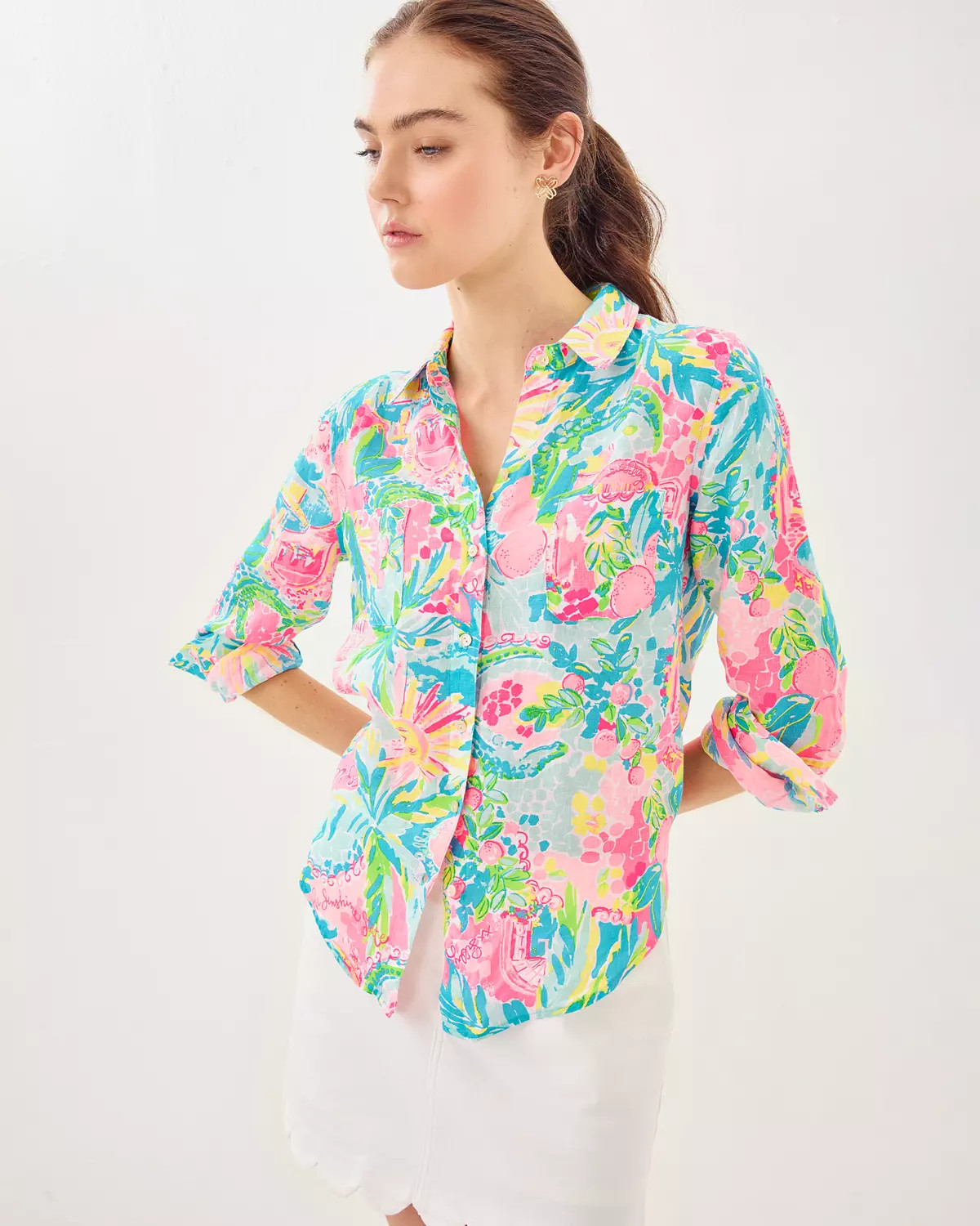 Sea View Linen Button Down Top | Lilly Pulitzer