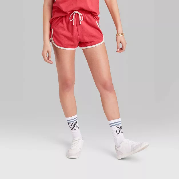 Women's Plus Size Ascot + Hart Dolphin Graphic Pull-On Shorts - Red | Target