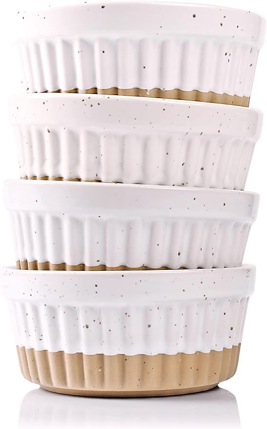 Arthausen 8 oz White Ramekins, Set of 4 Piece Bakeware Set - Stackable Modern Ceramic Stoneware -... | Amazon (US)
