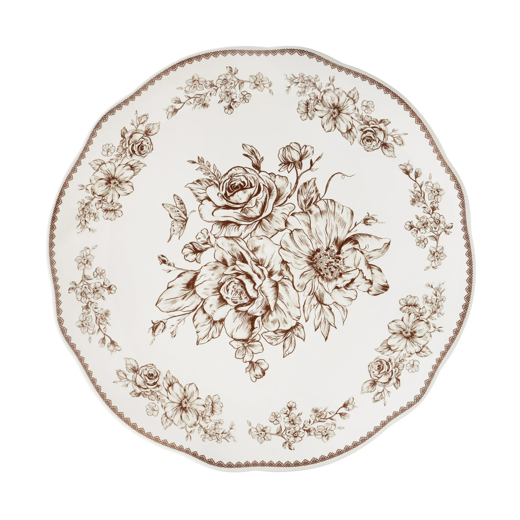 The Pioneer Woman Agatha 12-Piece Stoneware Dinnerware Set, Brown | Walmart (US)