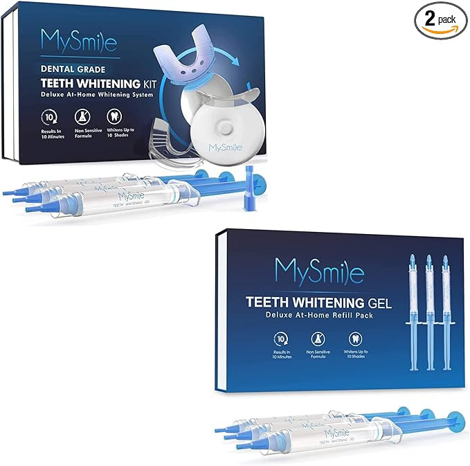 MySmile Teeth Whitening Kit with LED Light, 10 Min Non-Sensitive Fast Teeth Whitener with 3 Carba... | Amazon (US)