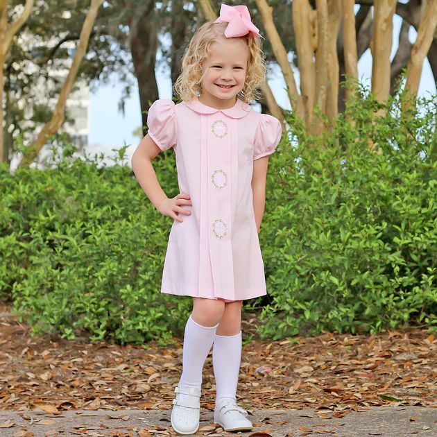 Cross and Wreath Pink Sally Dress | Classic Whimsy