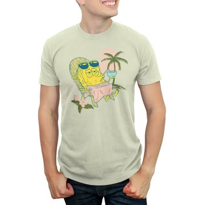Men's SpongeBob SquarePants Summer Beach T-Shirt - Beige - 3X Large | Target