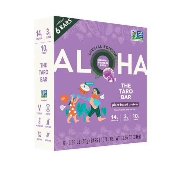 ALOHA, Organic Plant Based Protein Bars, The Taro Bar, 14g Protein (Pack of 6) | Walmart (US)