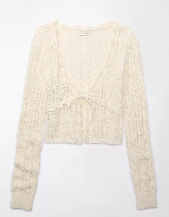 AE Crochet Tie-Front Cardigan | American Eagle Outfitters (US & CA)