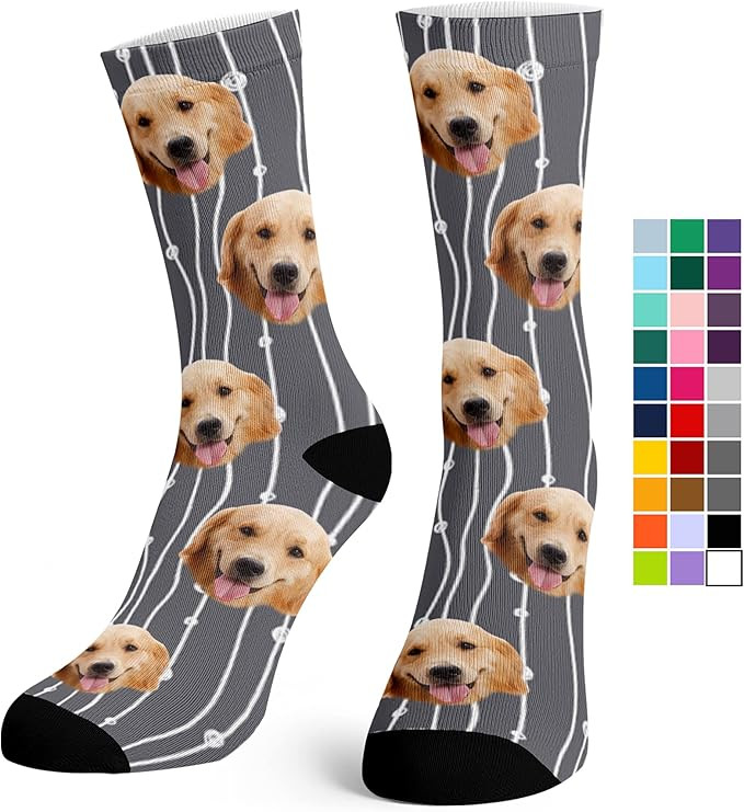 Artsadd Custom Face Socks for Women Men Cat Dog Lovers, Customized Unisex Funny Crew Sock Gifts | Amazon (US)