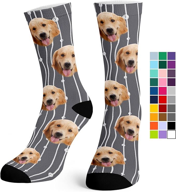 Artsadd Custom Face Socks for Women Men Cat Dog Lovers, Customized Unisex Funny Crew Sock Gifts | Amazon (US)
