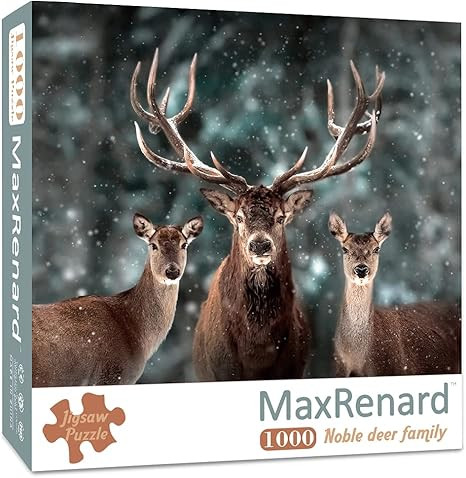 MaxRenard Game 1000 Pieces Jigsaw Puzzle for Adult Animal Toy Noble Deer Family | Amazon (US)