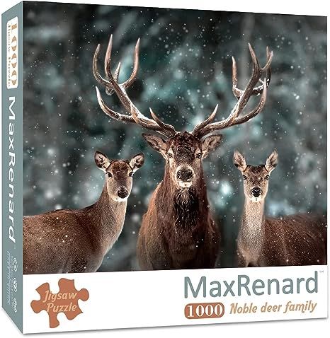 MaxRenard Game 1000 Pieces Jigsaw Puzzle for Adult Animal Toy Noble Deer Family | Amazon (US)