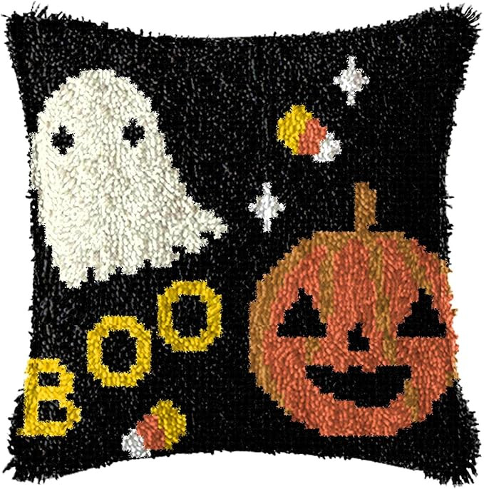 Ylkgogo Latch Hook Pillow Kit for Adults Kids DIY Throw Pillow Cover Crochet Yarn Kits Printed Ca... | Amazon (US)