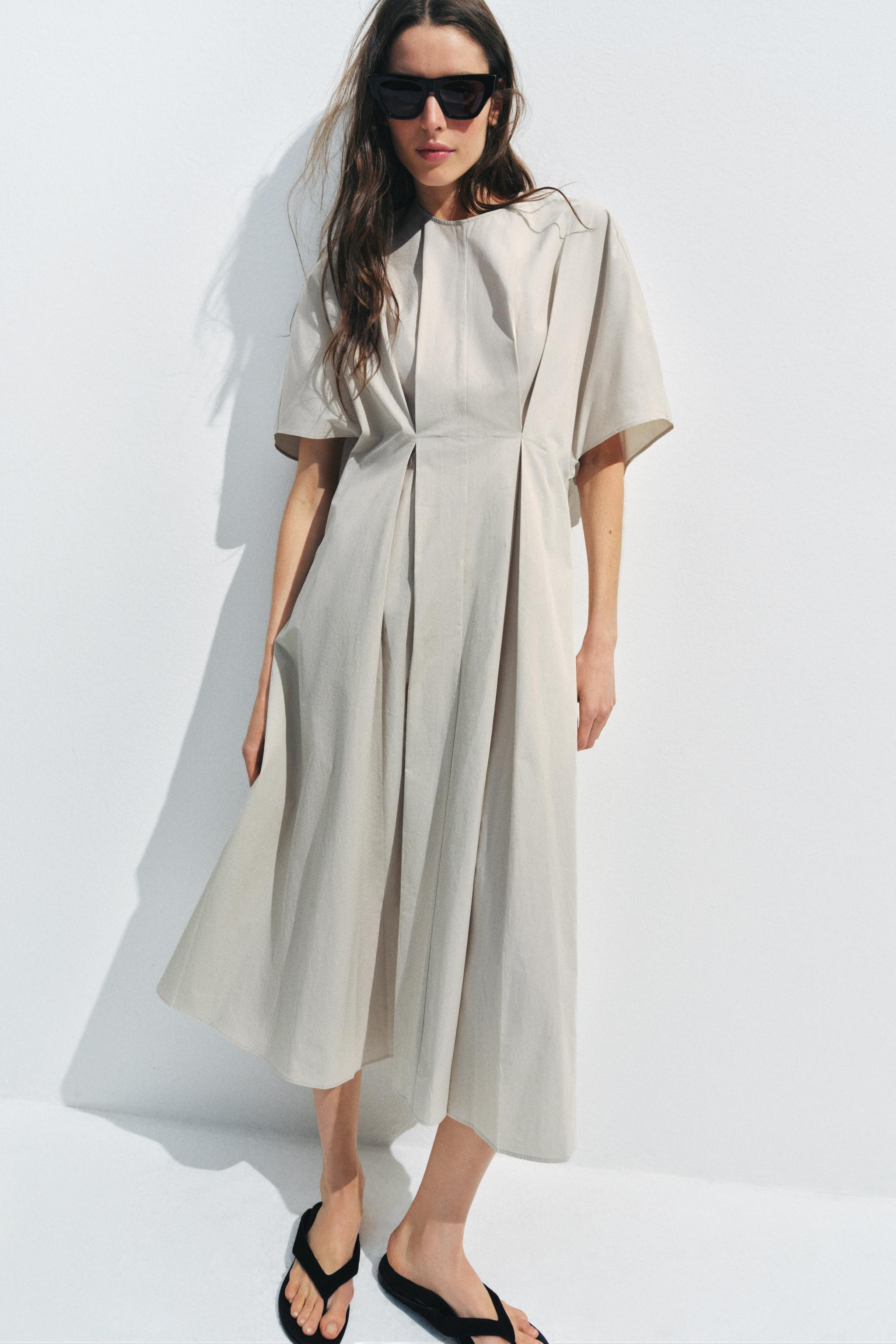 ZW COLLECTION PLEATED POPLIN DRESS | Zara US
