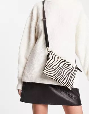 Urbancode leather crossbody bag in zebra print | ASOS (Global)