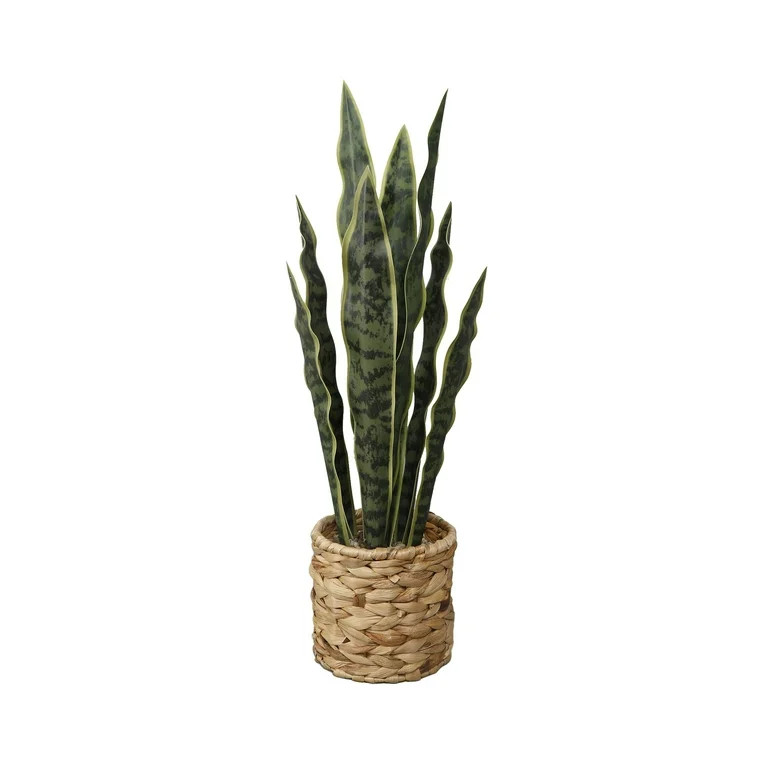 Flora Bunda 24.3" Artificial Snake Plant in Rattan Basket Made for Table Tops- 2lbs | Walmart (US)