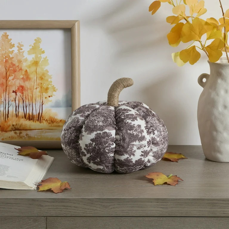 My Texas House 6" x 10" Whimsical Brown Pumpkin Toile Shaped Decorative Pillow | Walmart (US)