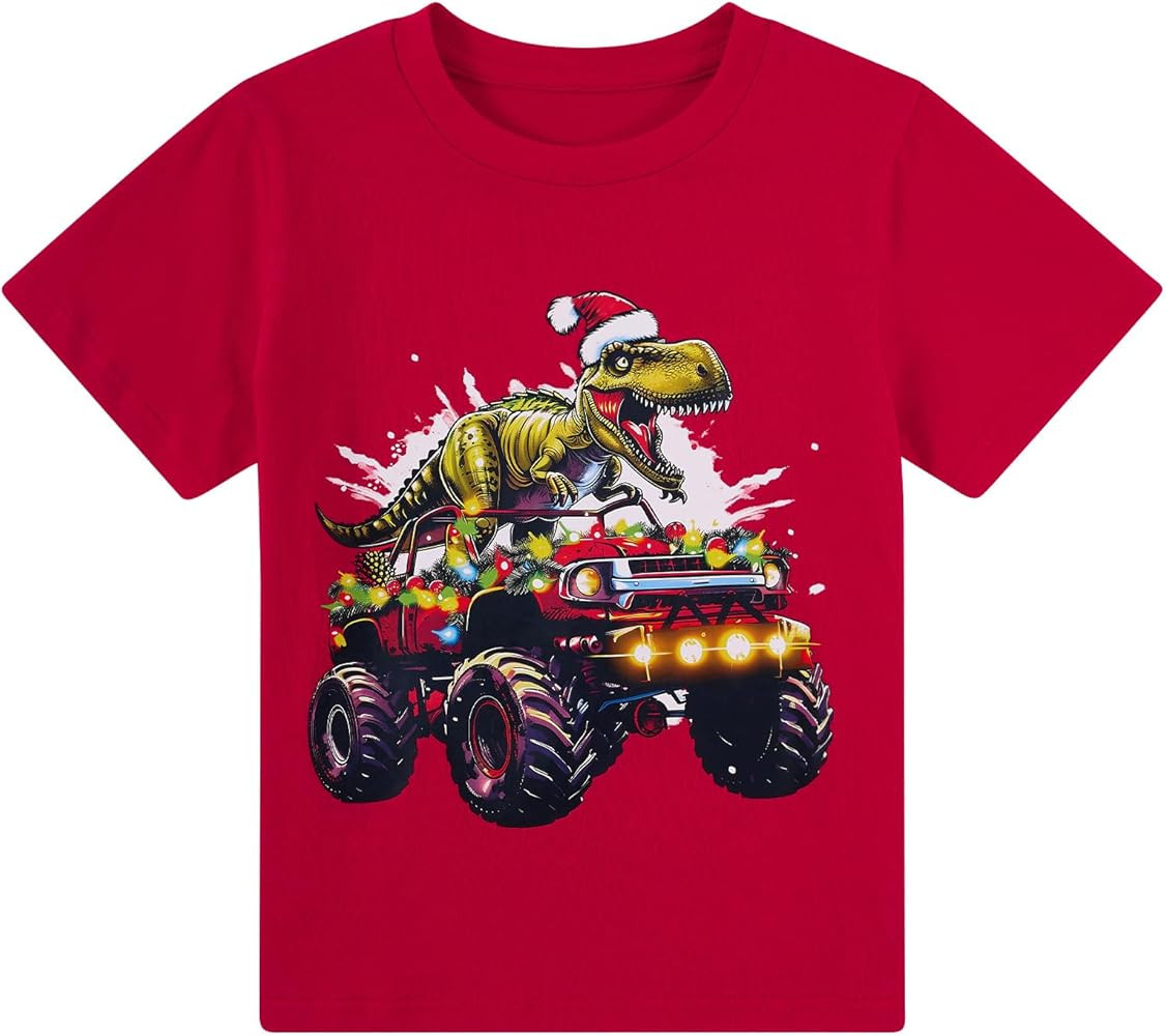 Boys Christmas Thanksgiving Shirt, Santa Xmas Tree Graphic T-Shirt 3-7 Years Funny Turkey Gobble ... | Amazon (US)