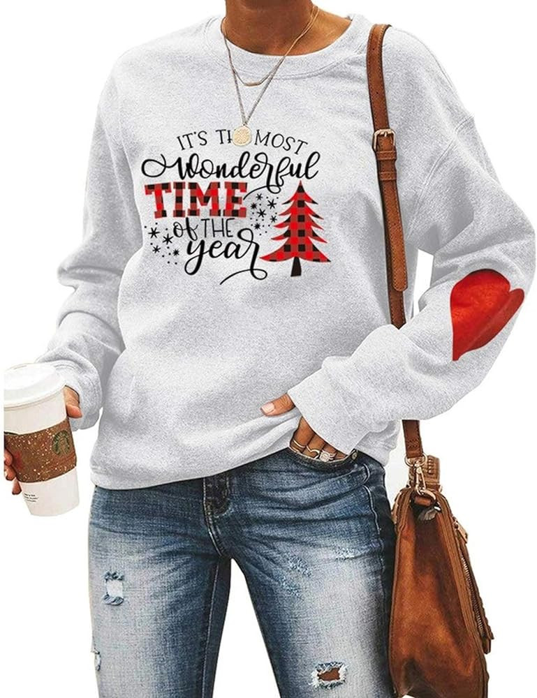 Noffish Women Christmas Shirts It's The Most Wonderful Time of The Year Long Sleeve Sweatshirt | Amazon (US)