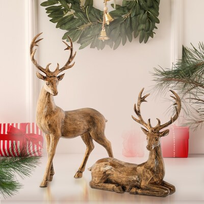 9-14" Resin Highlands Deer Set of 2 | Bed Bath & Beyond