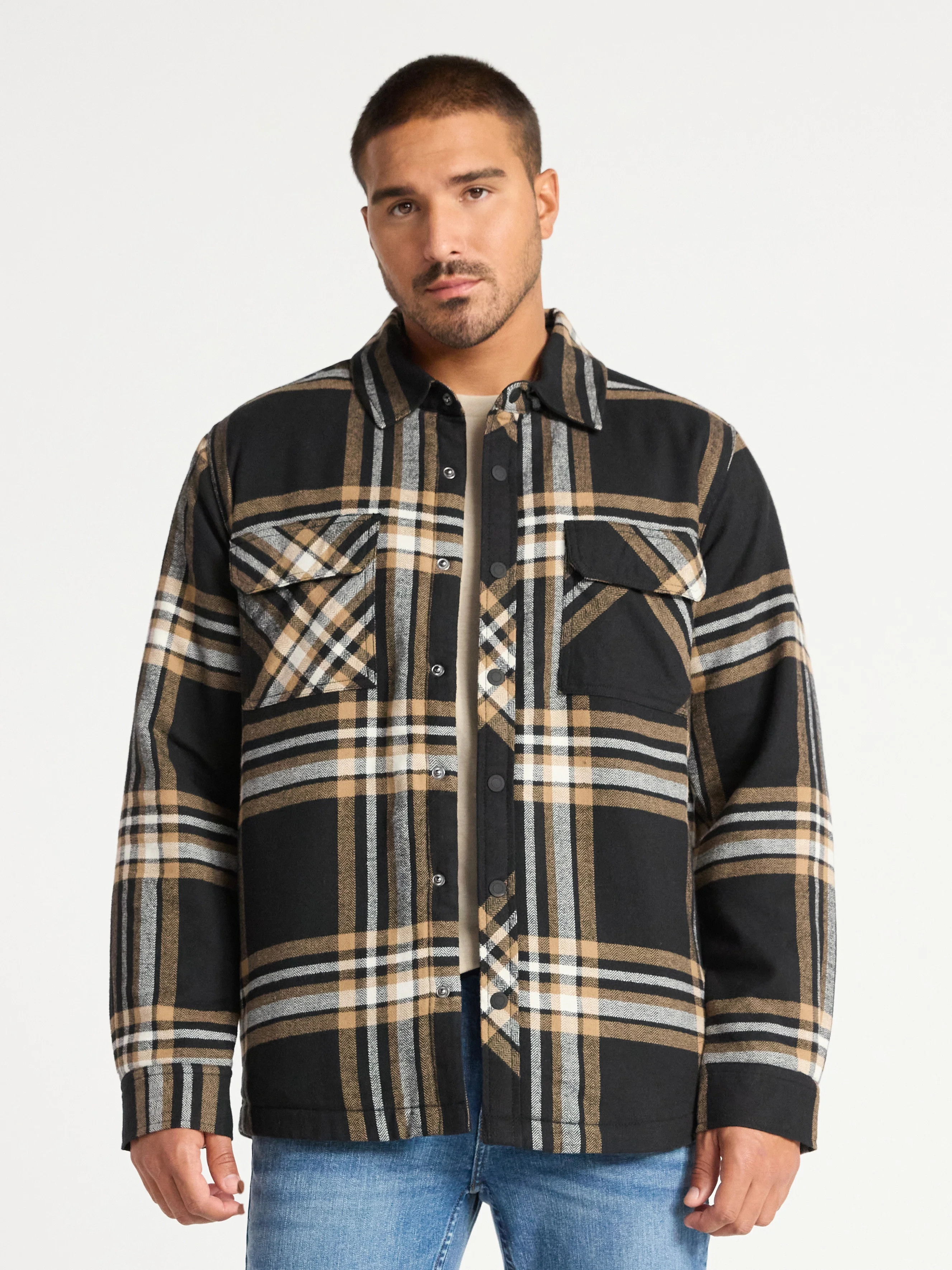 George Men's Shirt Jacket with Long Sleeves, High Pile Fleece Lining, Sizes S-3XL | Walmart (US)
