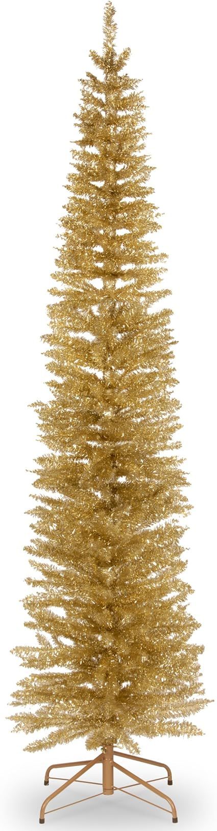 National Tree Company Artificial Christmas Tree, Champagne Gold Tinsel, Includes Stand, 7 feet | Amazon (US)