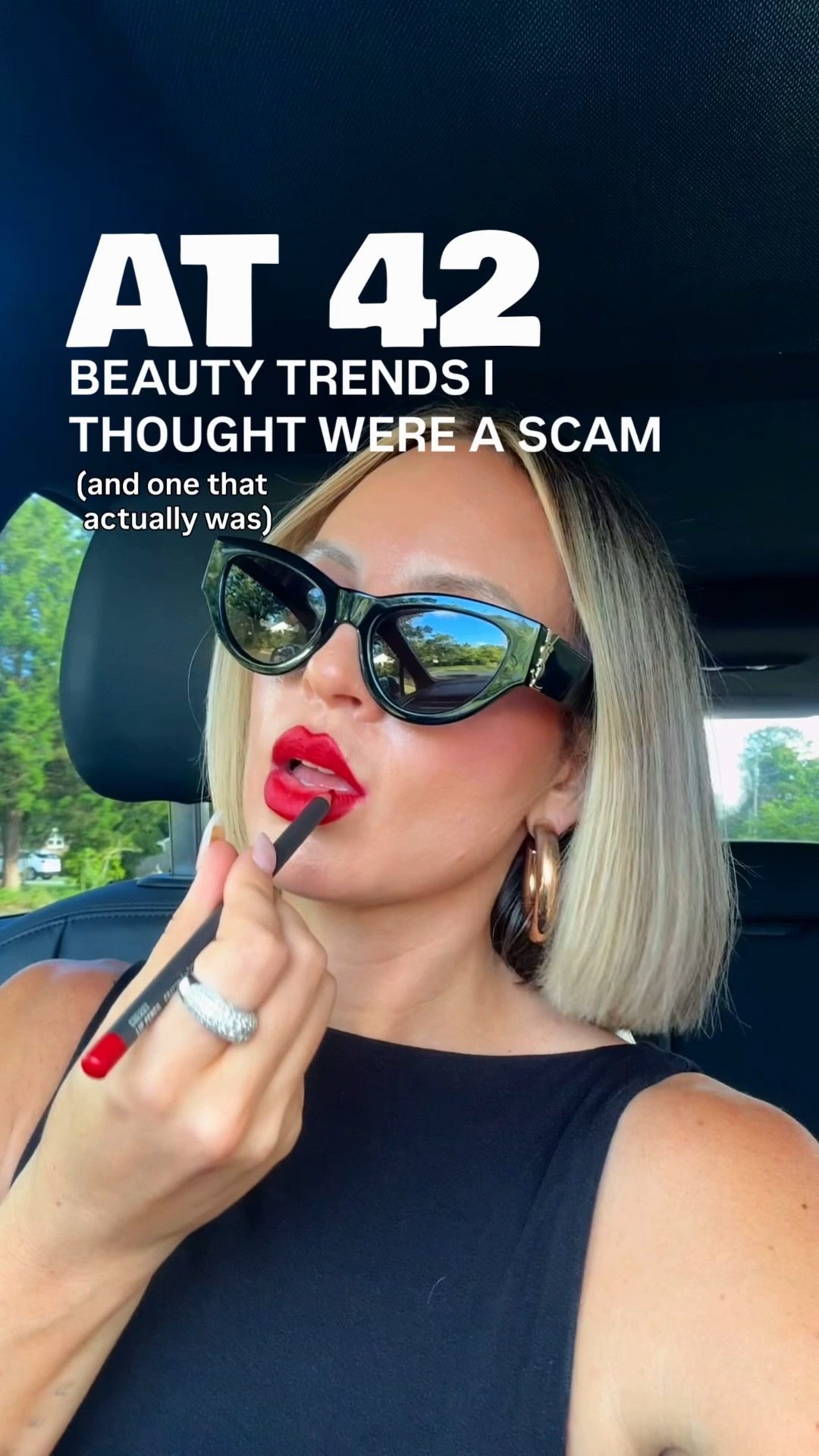 at 42, beauty trends i thought were a scam (and one that actually was)
﻿﻿﻿1. HRT — i was basically a different person before this.
﻿﻿﻿2. at-home laser hair removal - takes forever, but really works
﻿﻿﻿3. inj*ctable pept*des — now I see why all the celebrities are on this. I get mine beautyandthebeach- they ship. I’m on the glow blend and NAD. ￼
﻿﻿﻿4. at-home microneedling - so freaking worth it ￼
﻿﻿﻿5. glutathione for skin brightening - hailey bieber and kendall were right, I get the hype now.
﻿﻿﻿6. pgdf - growth factors that tell your skin to act like it’s 25 again and it listens.
7. ﻿﻿﻿vibration plate — my family thinks I look like an idiot but my lymphatics, circulation, and core are all thriving so who’s laughing now.
﻿﻿﻿8. sculptra - the long game of injectables. slow, boring, and the best thing i've ever done.
﻿﻿﻿9. peeling serum - thought it was bogus. my texture had a different opinion.
﻿﻿﻿10. dry brushing - manually moves lymphatic fluid, boosts circulation, and sloughs dead skin
﻿﻿﻿﻿11. exfoliation mitt - humbling how much dead skin i was just walking around with.
12. ﻿﻿﻿﻿led lights — skin has never been better.
﻿﻿﻿﻿13. microcurrent — if you told 35-year-old me I would be zapping my face daily i would have laughed. here we are.
﻿﻿﻿﻿14. silk pillowcase - the laziest anti-aging thing you can do.
﻿﻿﻿15. zombie cell lotion - targets senescent cells — the ones that just sit there aging you from the inside. clearing them out lets healthy cells do their job.
16. ingestible collagen — yes i know the science is complicated. my skin doesn't care.
﻿﻿﻿﻿17. olive oil shot - has to be high in polyphenols — that’s what fights inflammation, protects skin, and supports gut health.
﻿18. green primer - spent years looking pink and ruddy for absolutely no reason. lesson learned. 
19. mouth tape - my husband thinks i've lost it. my sleep quality thinks he's wrong.
20. chin strap - the actual scam. a strap on your face cannot structurally change your jawline. bone and muscle don’t work that way. i wore it anyway.🫠

#LTKstorytime #LTKOver40 #LTKBeauty